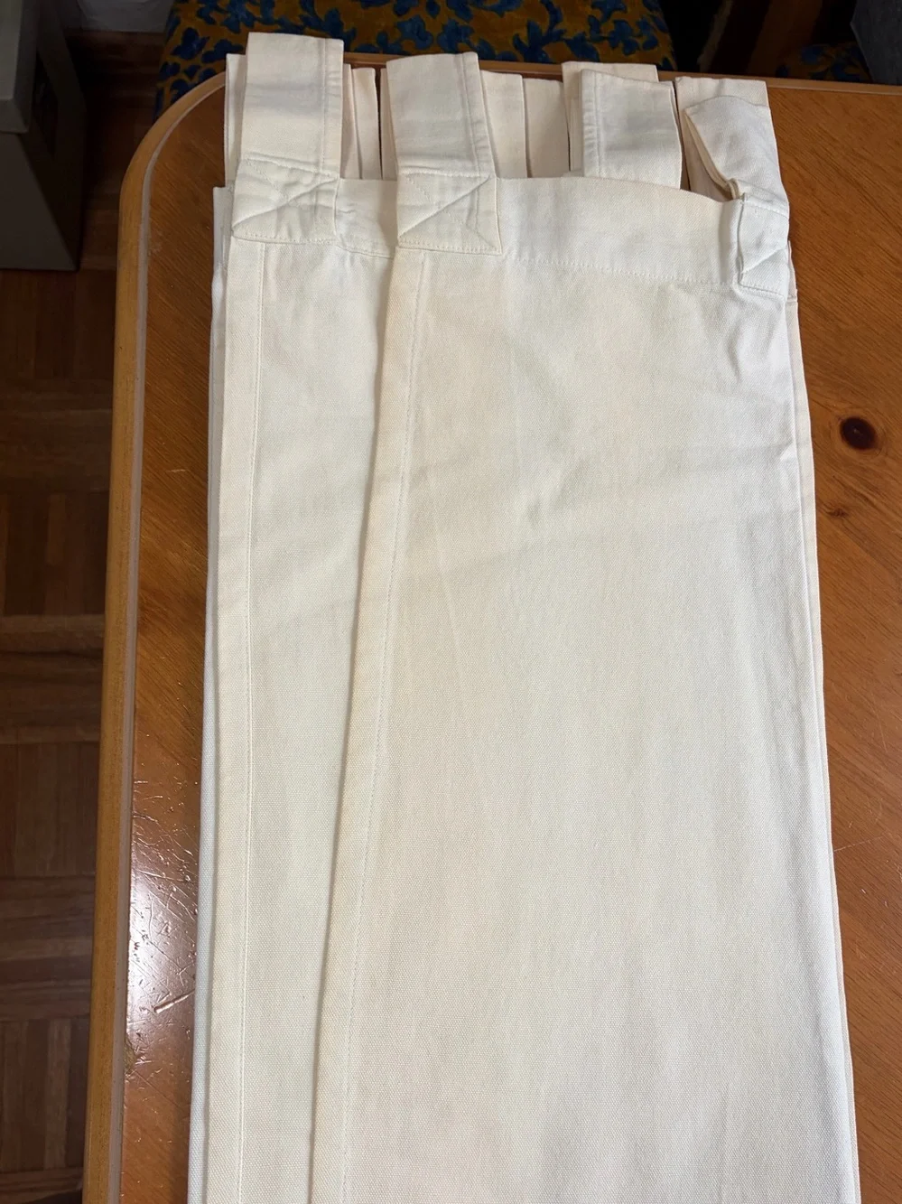 Pottery Barn Tab Top Curtains & Holdbacks Set White Linen Look 6 Pcs